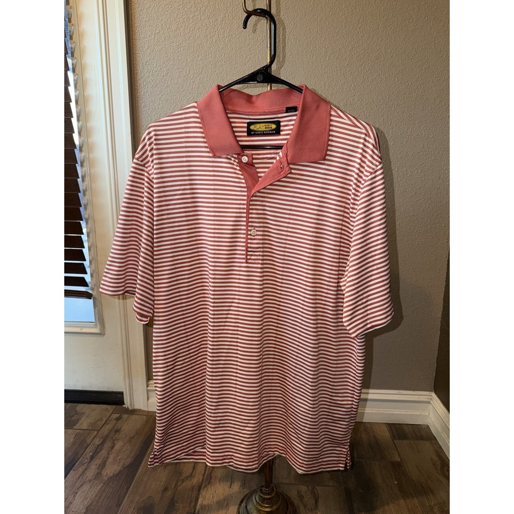 Greg Norman Mens Striped Short Sleeve Golf Polo Size M EUC - Picture 2 of 6
